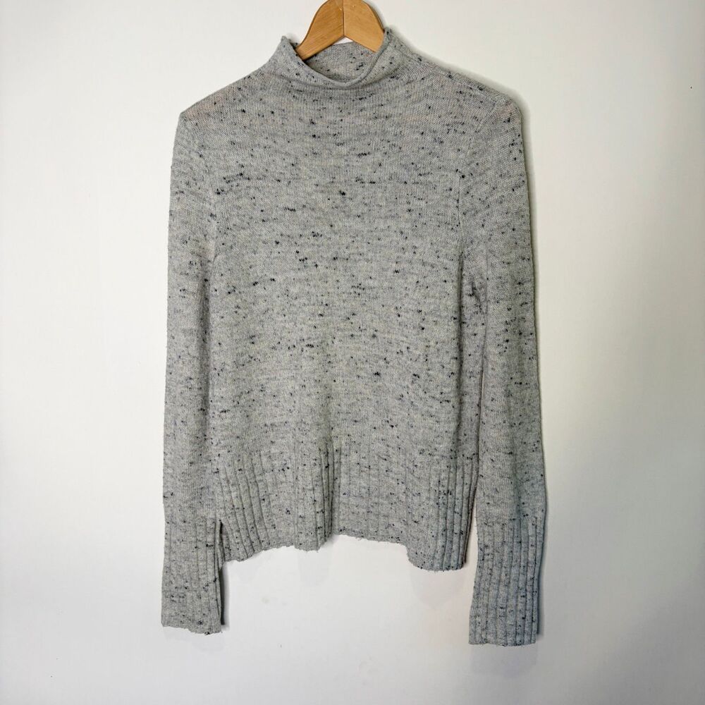 Madewell Sweater Mock Neck Wool Blend Gray Oatmeal Long Sleeve Women M